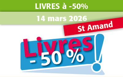Vente à prix cassés – LIVRES à -50% – A St Amand – 14 mars 2026